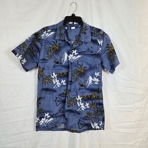Palmwave Mens Aloha Blue Surf Tropical Hawaiian Short Sleeve Casual Shirt Medium